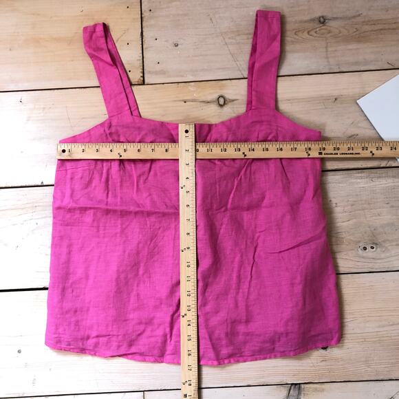 J. Crew Factory NWT Women's Linen Blend Square neck Tank Top Pink Wild Azalea L - Picture 7 of 7